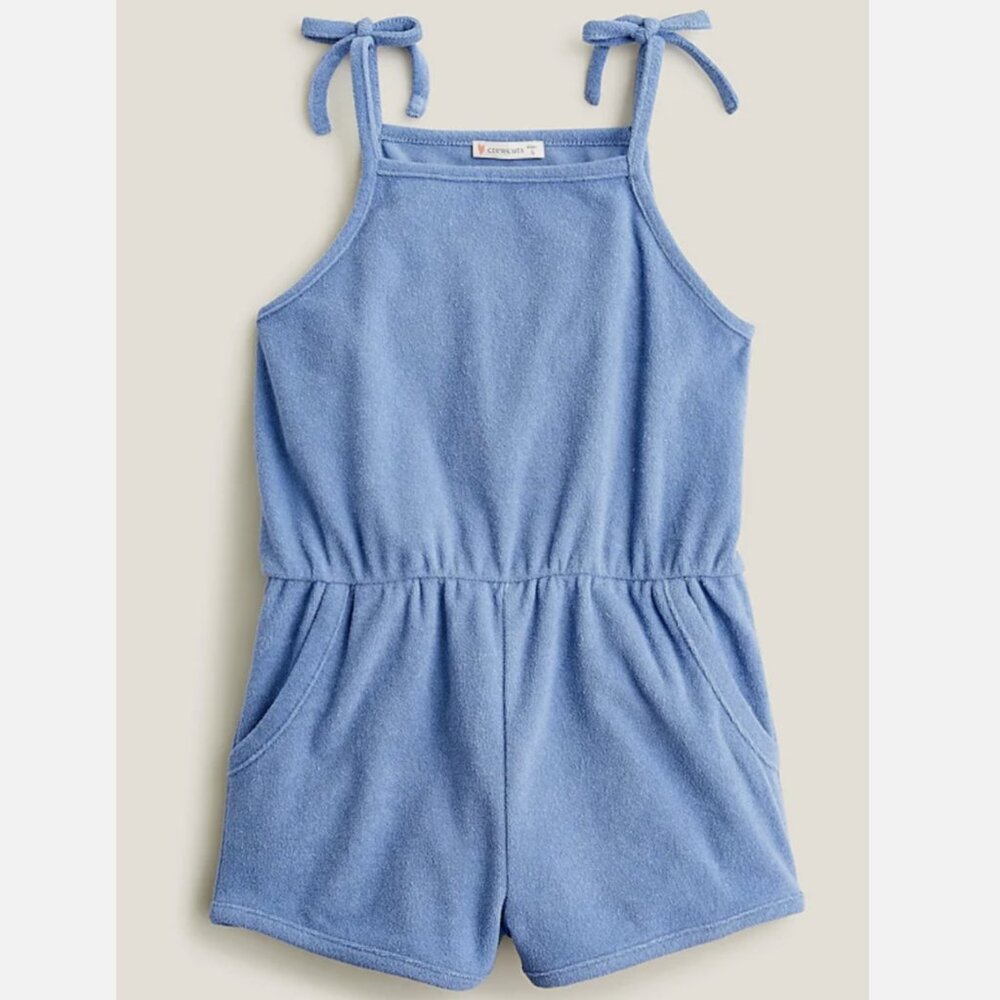 J.Crew Crewcuts Blue Elastic Waist Pockets Towel Terry Romper